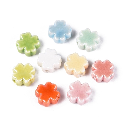 Фарфоровые бусины ручной работы ко Дню Святого Патрика, яркие глазированный фарфор, клевер