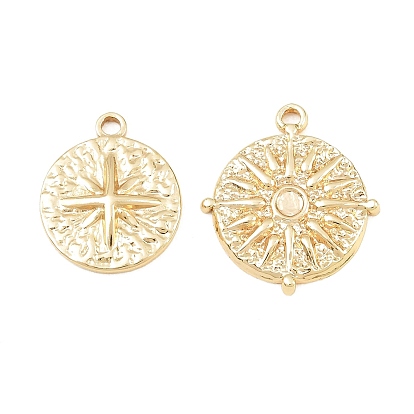 304 Stainless Steel Pendants, Round Charms, Rack Plating, Long-Lasting Plated