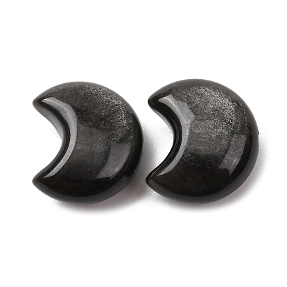 Натуральные серебряные бусины из обсидиана, серп