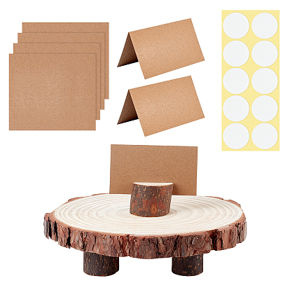 Schima Wood Business Cards Display Frame, Wood Boards, Kraft Paper Table Plate, Household Tape, Thickened Strong Adhesive Film, for DIY Display Making