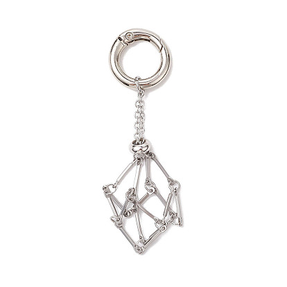 201 сумка-цепочка из макраме из нержавеющей стали, пустой держатель для камня, подвесное украшение, с литыми пружинными кольцами