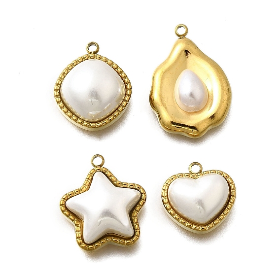 Подвески из пластика, имитирующие ракушки, золотистый тон 304 подвески из нержавеющей стали, ионное покрытие (ip)