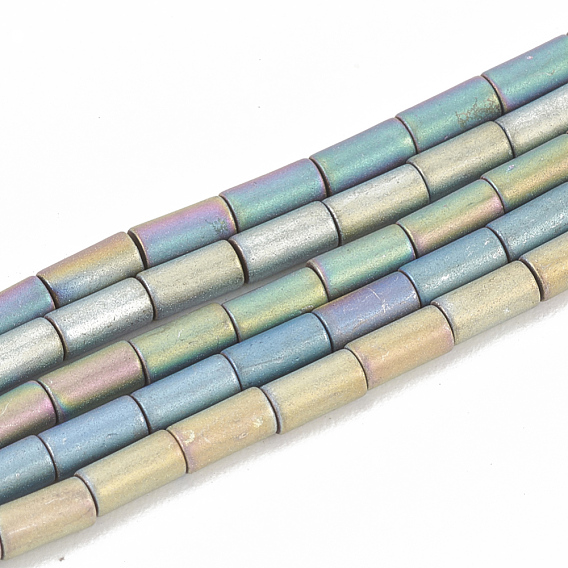 Electroplate Non-magnetic Synthetic Hematite Beads Strands, Matte Style, Column