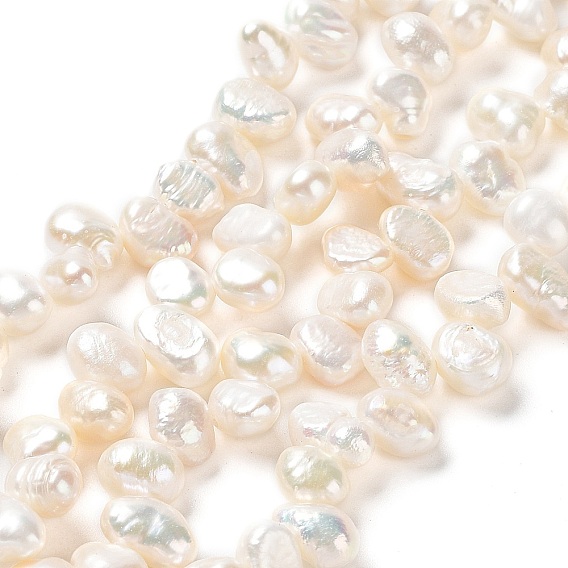 Natural Keshi Pearl Beads Strands, Cultured Freshwater Pearl, Grade 4A, Baroque Pearls, Rice