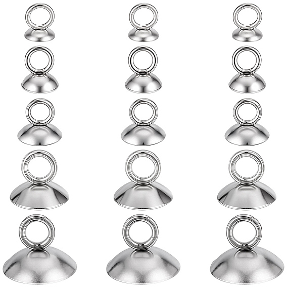 150Pcs 5 Styles 201 Stainless Steel Bead Cap Pendant Bails, for Globe Glass Bubble Cover Pendants