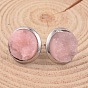 Flat Round 304 Stainless Steel Druzy Resin Ear Studs, 14x7mm, Pin: 0.7mm