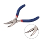 Jewelry Pliers, #50 Steel(High Carbon Steel), Bent Nose Pliers, with Random Pattern, Ferronickel, Platinum, Midnight Blue, 125x70x10mm