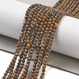 Natural Tiger Iron Beads Strands, Faceted, Round