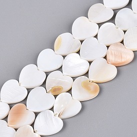 Eau douce naturelle de coquillage perles brins, cœur