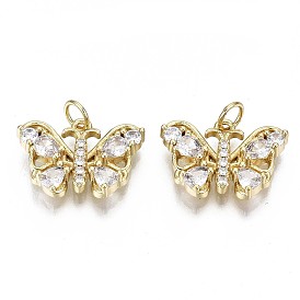 Латунные микропаве прозрачные подвески с фианитом, с целью перехода в кольце, без кадмия, без никеля и без свинца, форме бабочки