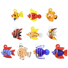 10 шт 10 стили подвески лэмпворк ручной работы, рыба