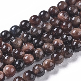 Natural Tiger Eye Beads Strands, Dyed & Heated, Round