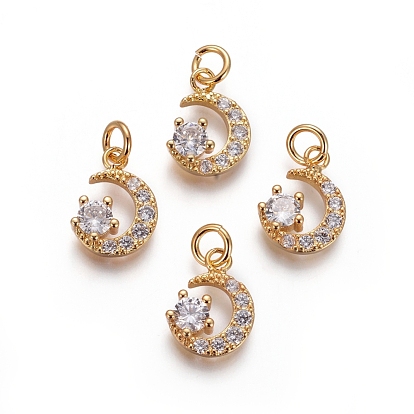 Латунь прелести, с микропаве из кубического циркония и прыжковыми кольцами, луна, прозрачные