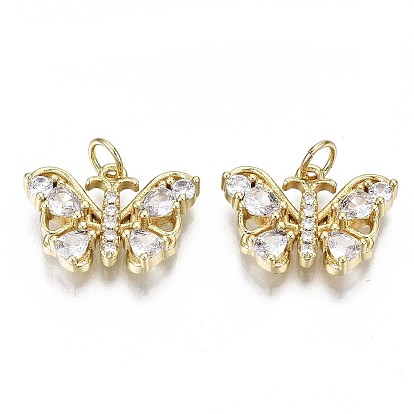 Латунные микропаве прозрачные подвески с фианитом, с целью перехода в кольце, без кадмия, без никеля и без свинца, форме бабочки