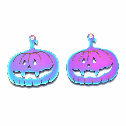 304 Stainless Steel Pendants, Ion Plating(IP), Halloween Pumpkin Jack O Lantern