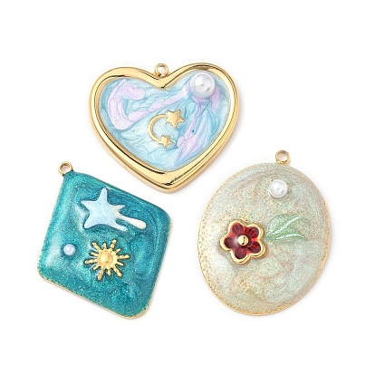 304 подвески из нержавеющей стали, с эмалью и абс пластика имитация жемчуга, реальный 18 k позолоченный