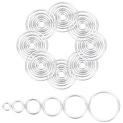 60Pcs 6 Style Brass Linking Rings, Long-Lasting Plated, Round Ring