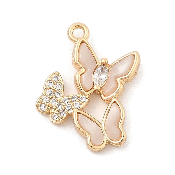 Латунные микропаве прозрачные подвески с фианитом, с оболочкой, бабочки прелести