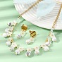 Наборы сережек и ожерелий из натурального говлита и нержавеющей стали со стеклом, круглый и цветочный, ионное покрытие (ip), долговечный