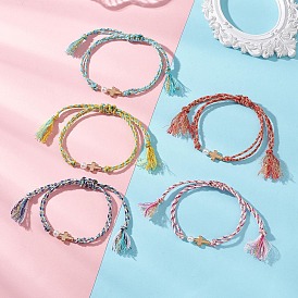 Браслеты из пластиковых бусин, браслет из поликоттонового шнура с металлическим шнуром для женщин, крестик