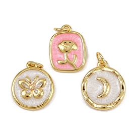 Латунные подвески, с эмалью и кольцом для прыжков, стойки покрытие, долговечный, без кадмия и без свинца, реальный 18 k позолоченный