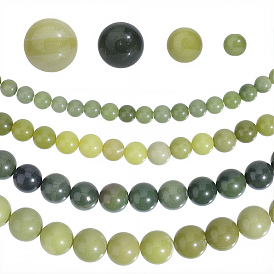 120 шт. 4 стили, бусины из натурального китайского/южного нефрита, круглые