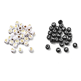 Непрозрачные акриловые бусины, бусины с большим отверстием, квадрат с буквой a ~ z