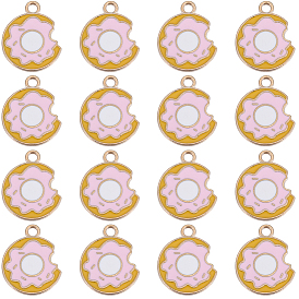 50подвески из эмалированной стали с покрытием из светлого золота, пончик