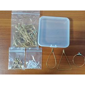 DIY Ohrring Kits, inklusive 304 Creolen aus Edelstahl, Ohrmuttern aus Kunststoff, 304 Ohrringhaken aus Edelstahl