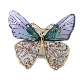 Aleación de mariposa con broche de diamantes de imitación de cristal, para mujeres