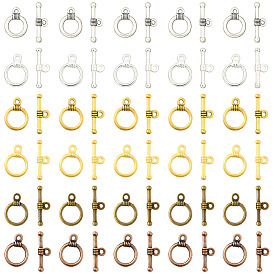 120 наборы 6 цвета застежки-тоглы из сплава в тибетском стиле, без кадмия и без свинца, кольцо