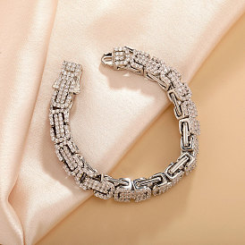 Браслеты-цепочки в византийском стиле из латуни с микропаве и прозрачными кубическими циркониями для женщин