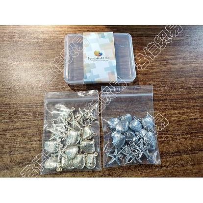40Pcs 4 Style 304 Stainless Steel Pendants, Starfish & Shell Shapes