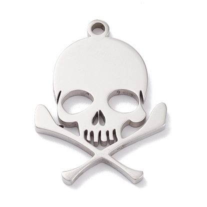 201 Stainless Steel Pendants, Laser Cut, Skull