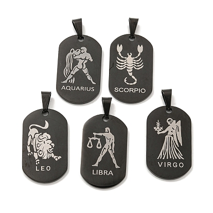 316 хирургические подвески из нержавеющей стали, овал с подвеской в виде созвездия, чёрные