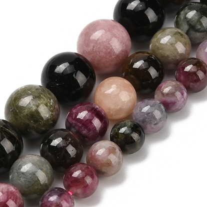 Натуральные разноцветные бусины из турмалина, круглые, класс А