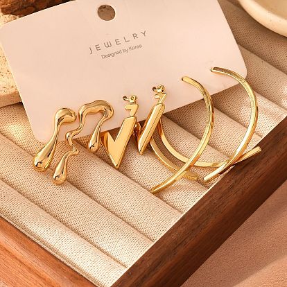 3 пары 304 наборы серег из нержавеющей стали для женщин