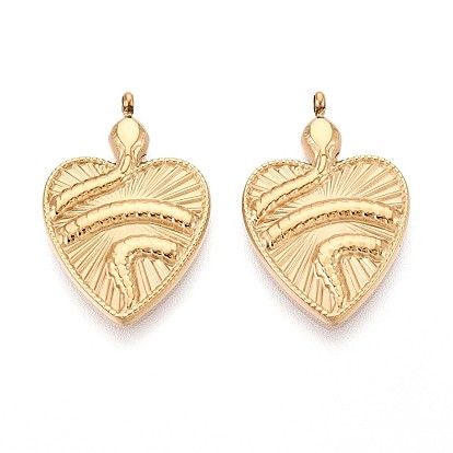 304 подвески из нержавеющей стали, сердце со змеиным шармом