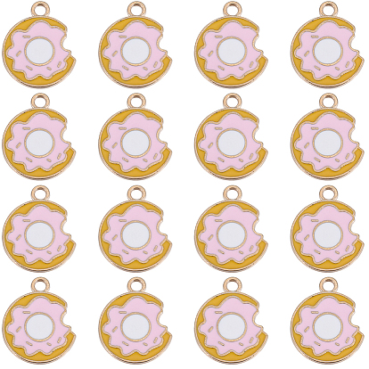 50подвески из эмалированной стали с покрытием из светлого золота, пончик