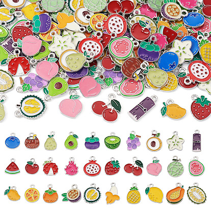 120шт. 30 стили подвесок из эмалированного сплава в виде фруктов, золотой свет