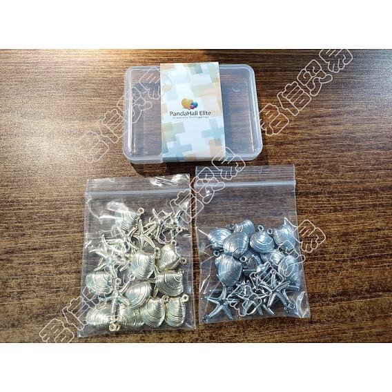 40Pcs 4 Style 304 Stainless Steel Pendants, Starfish & Shell Shapes