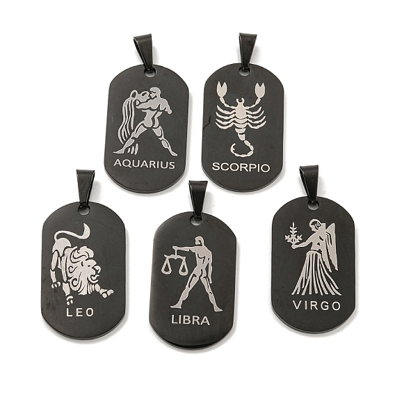 316 хирургические подвески из нержавеющей стали, овал с подвеской в виде созвездия, чёрные