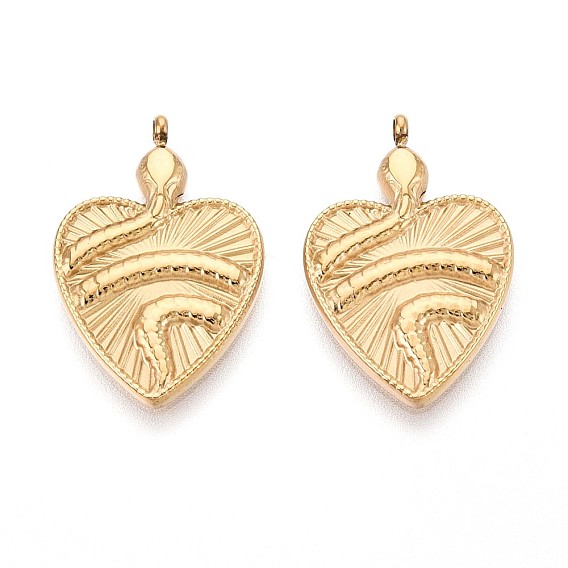 304 подвески из нержавеющей стали, сердце со змеиным шармом