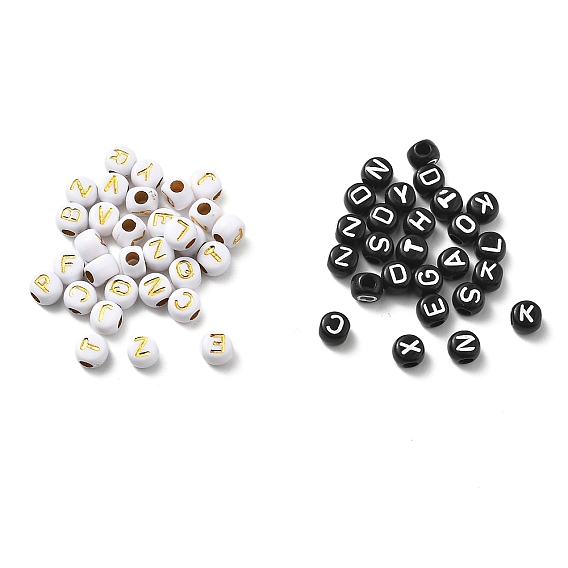 Непрозрачные акриловые бусины, бусины с большим отверстием, квадрат с буквой a ~ z