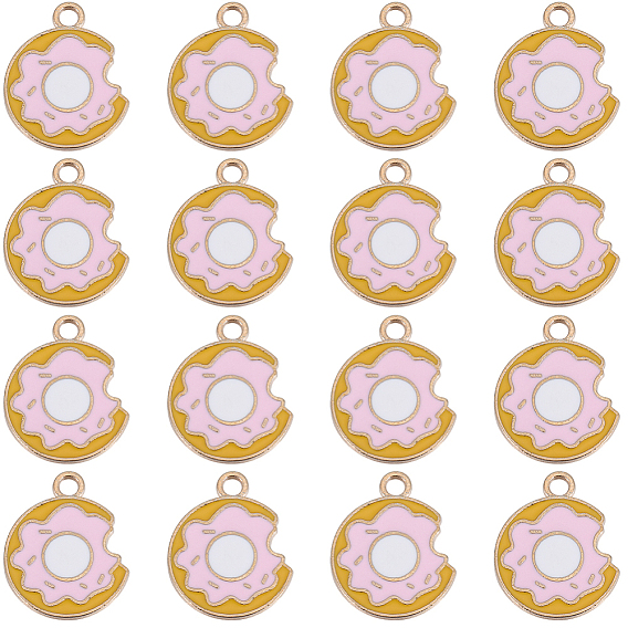 50подвески из эмалированной стали с покрытием из светлого золота, пончик