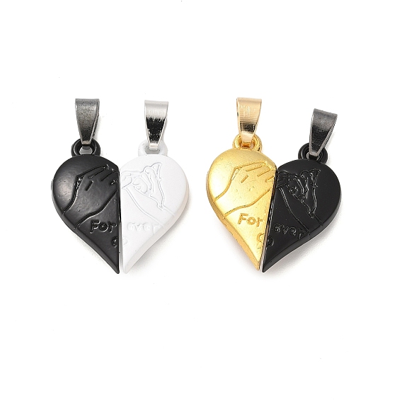 Эмали сплава сплит подвески, сердечный парный шарм со словом навсегда, с магнитным