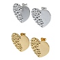 201 Stainless Steel Stud Earrings, with 304 Stainless Steel Pins, Textured Heart