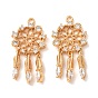 Brass with Crystal Rhinestone Pendants, Woven Net/Web with Feather Charms