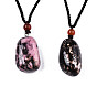 Colliers pendants en pierres précieuses naturelles et synthétiques, colliers coulissants, avec des cordons en polyester de couleur aléatoire, nuggets