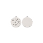 304 Stainless Steel Pendants, Flat Round with Star Pattern